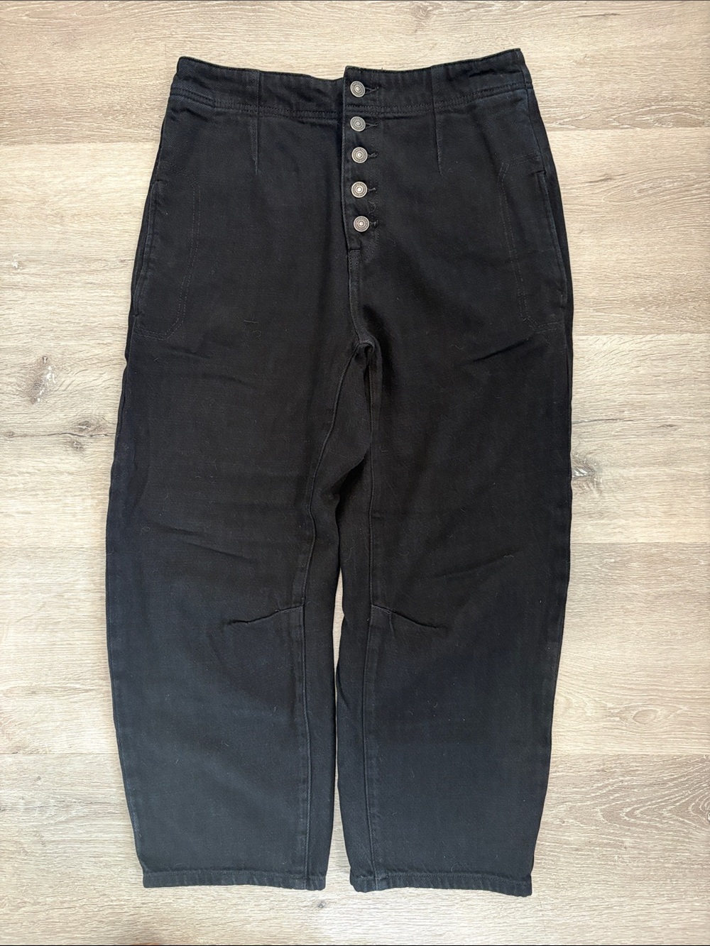 Free People Women's Black Cropped Relaxed Jeans